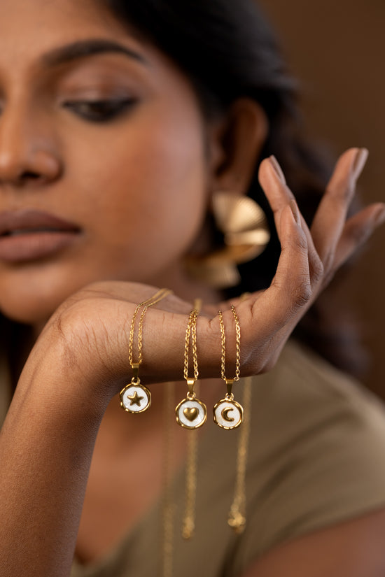 Enamel White Crescent Necklace