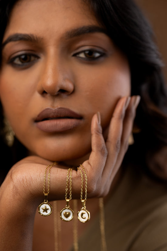 Enamel White Star Necklace