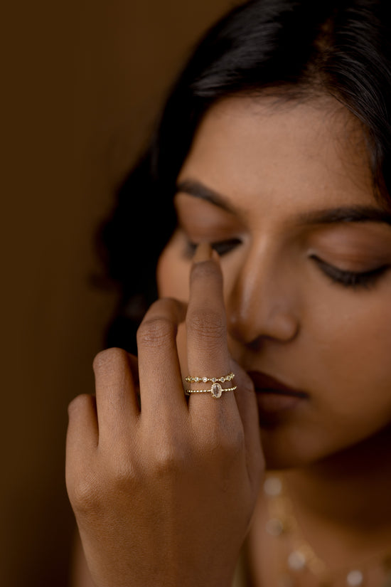 Oval Stone 2 Layer Ring