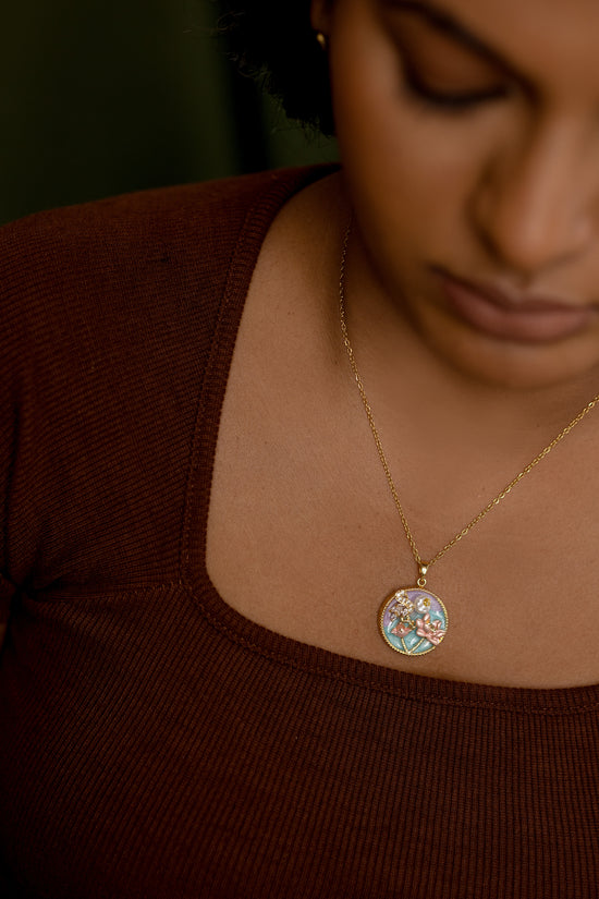 Blue Enamel Garden Necklace