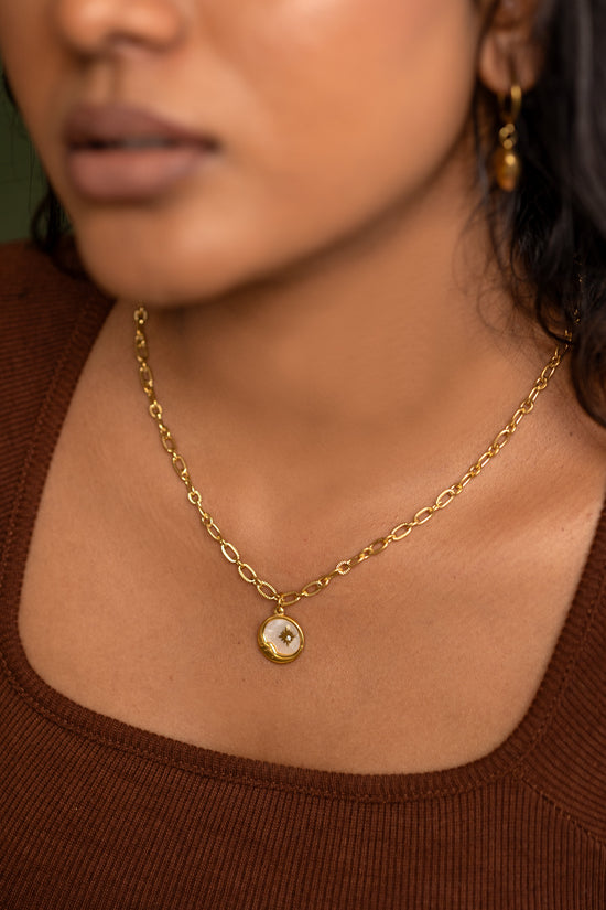 Star Enamel Linked Chain Necklace