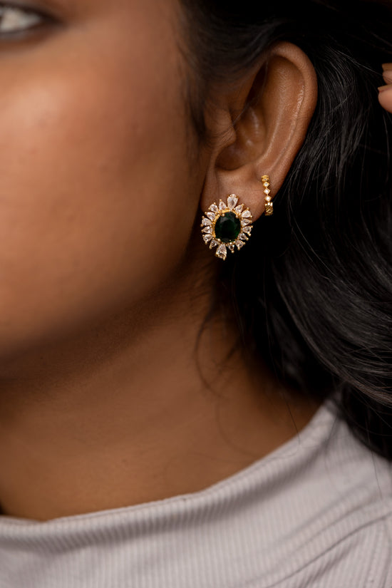 Green Stone Zircon Studded Earring