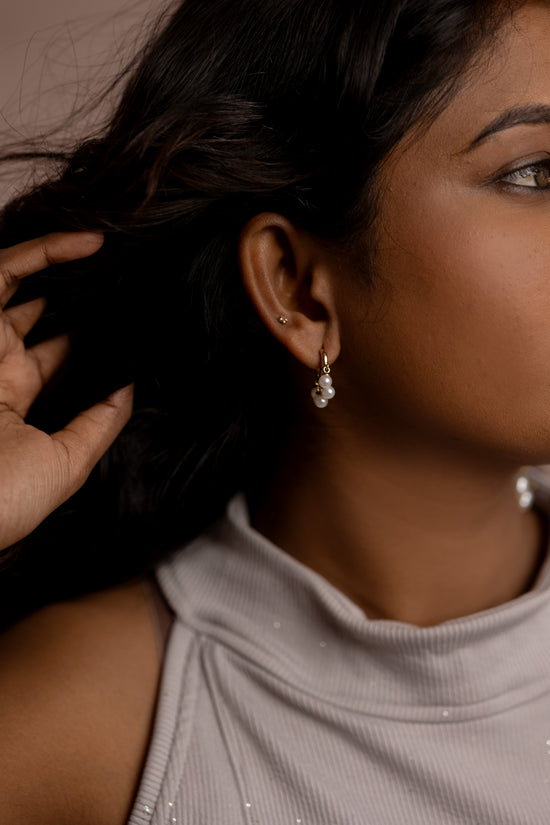 Cloud Pearl Drop Hoop Earring