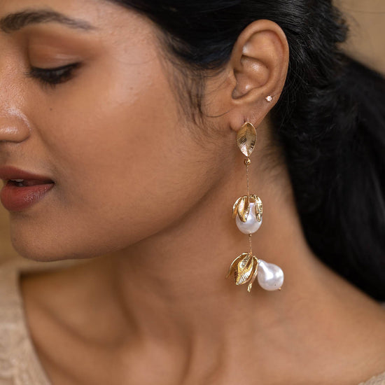 Large Blooming Pearl Danger Earrings