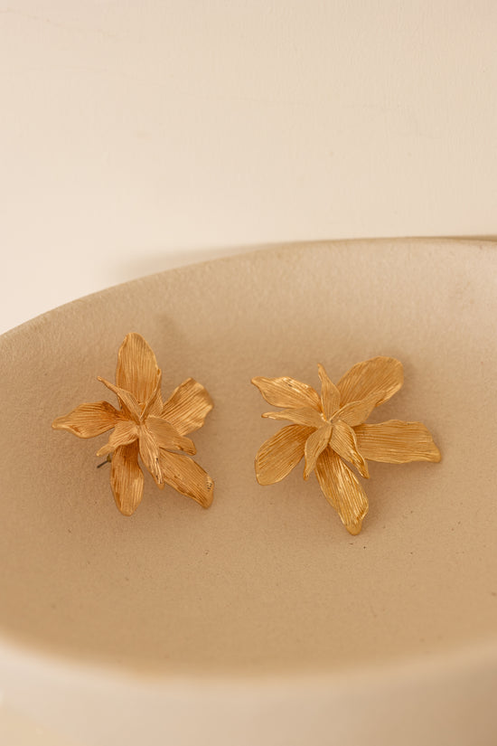 Large Floral Rosegold Earrings