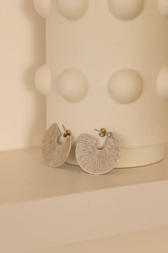 Large Cuffed Hoop Earring Silver tone