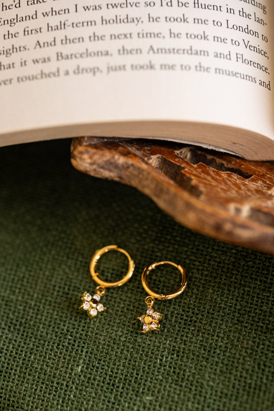 White Nachathra Hoop Earring