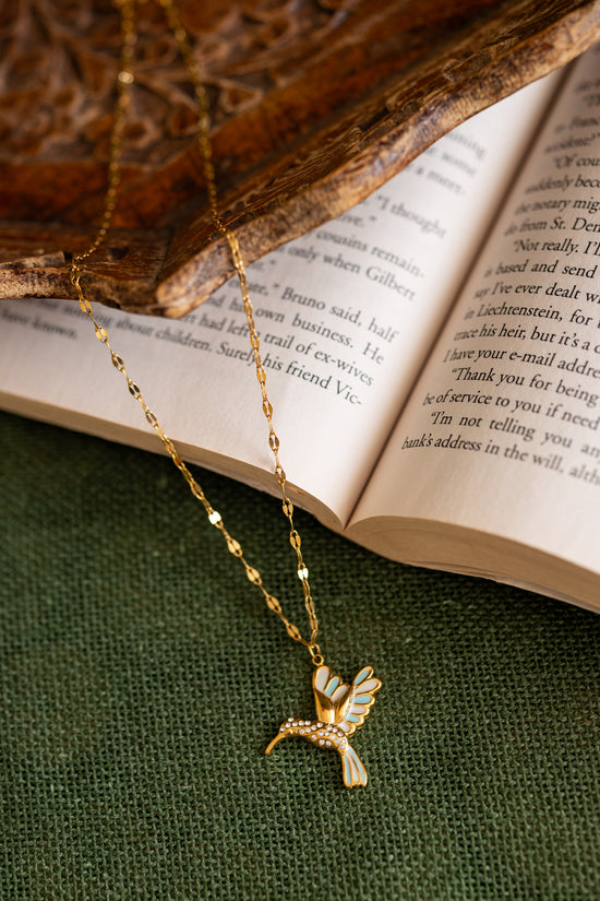 Humming Bird Necklace - Blue