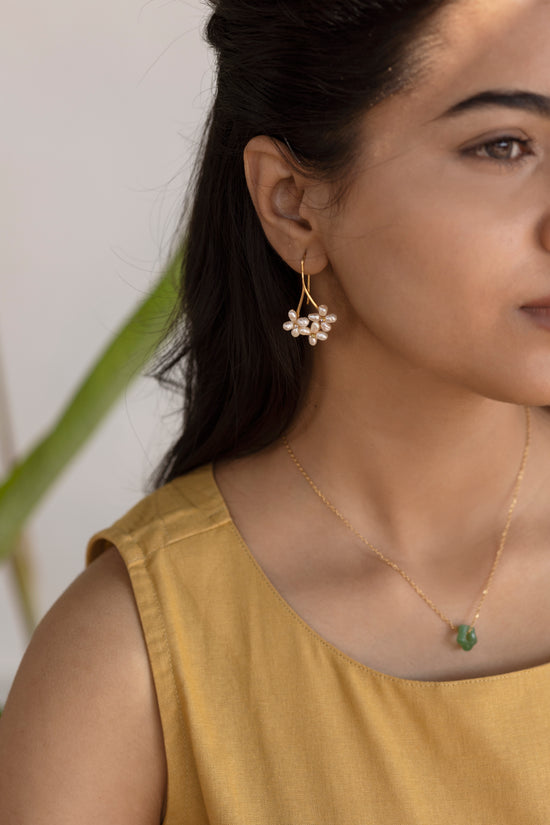 3 Flower Pearl Hook Earring