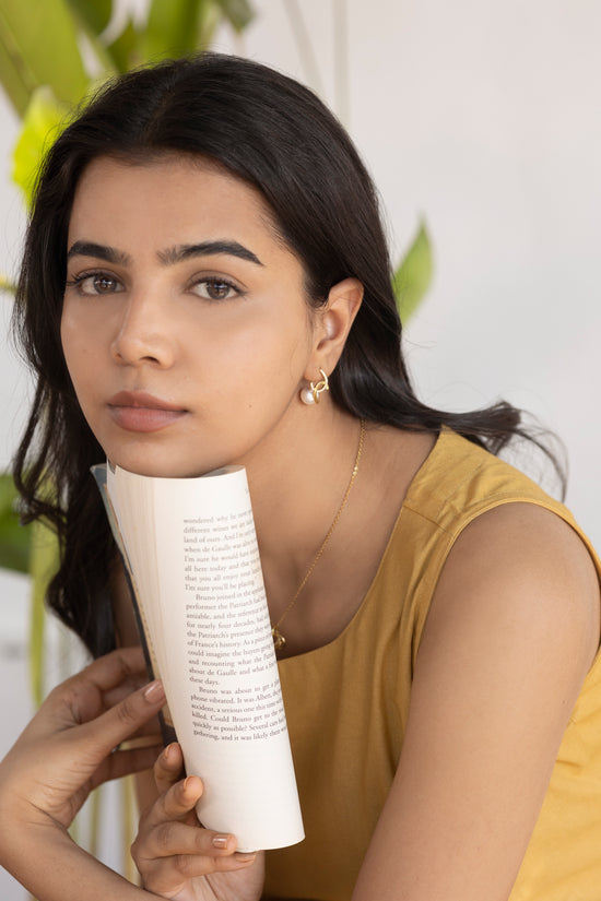 Crossed C Pearl Drop Earring