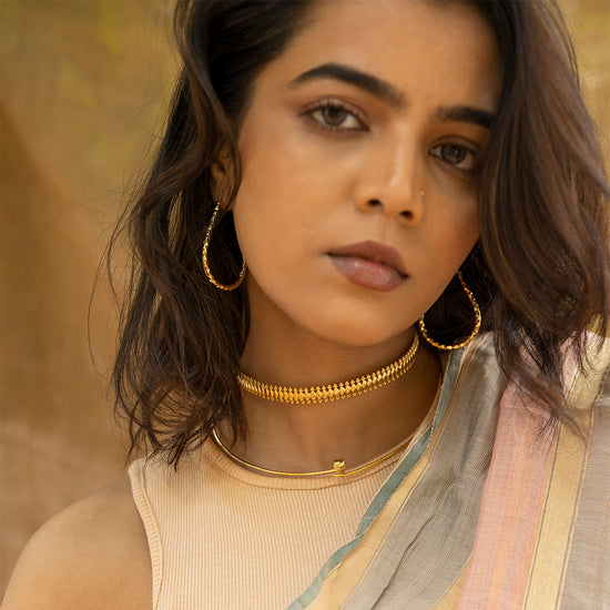 Hammered Oval Hoop Earring