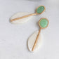 Green and White Large pendulum Earring