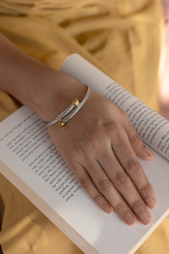 Twisted Silver And Gold Edged Bracelet