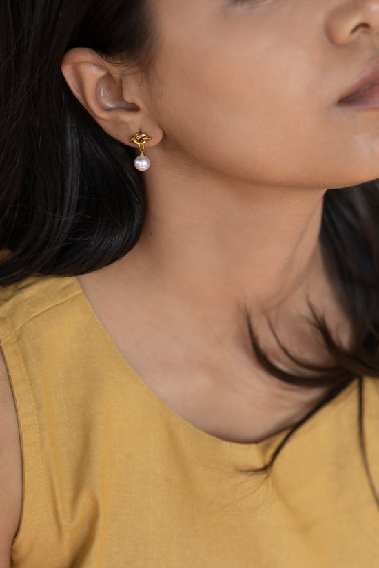 Love Knot Pearl Drop Earring