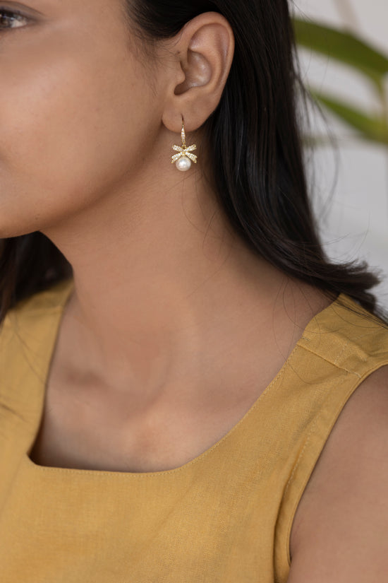 Studded Bow Hook Earring