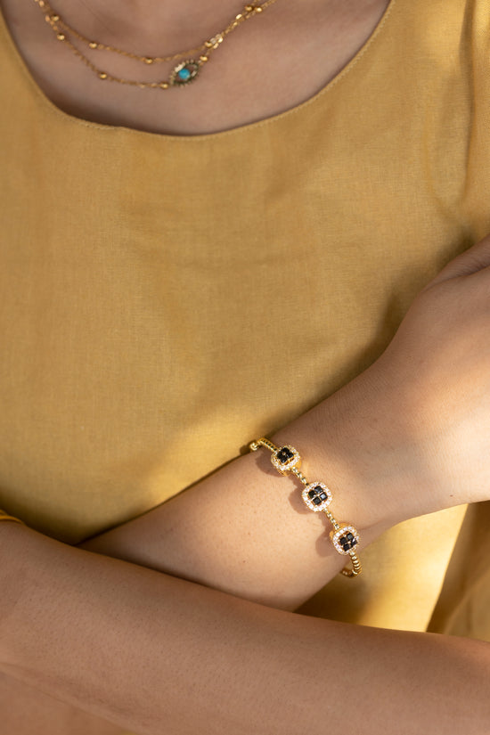 3 Square Black And White Bracelet