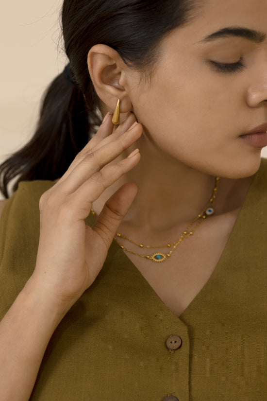 Long Tear drop Stud Earring