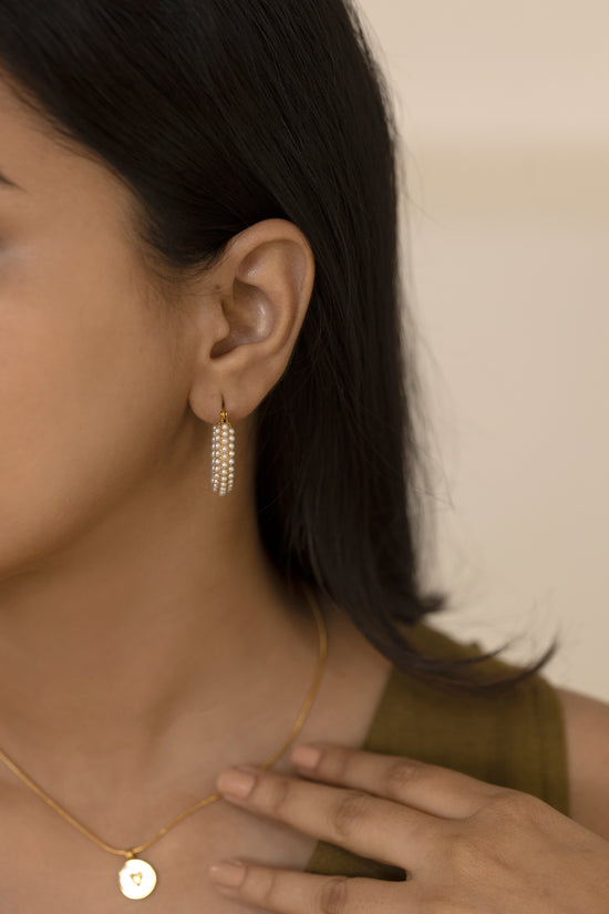 3 Row Clustered Pearl Earring