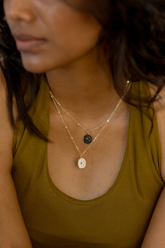 Star Galaxy White Enamel Necklace