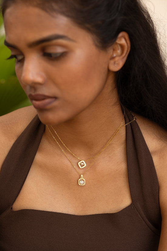Diamond Shaped Studded Necklace