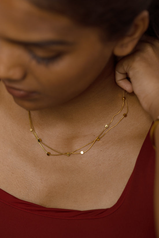 Double Layer Square Ball Necklace