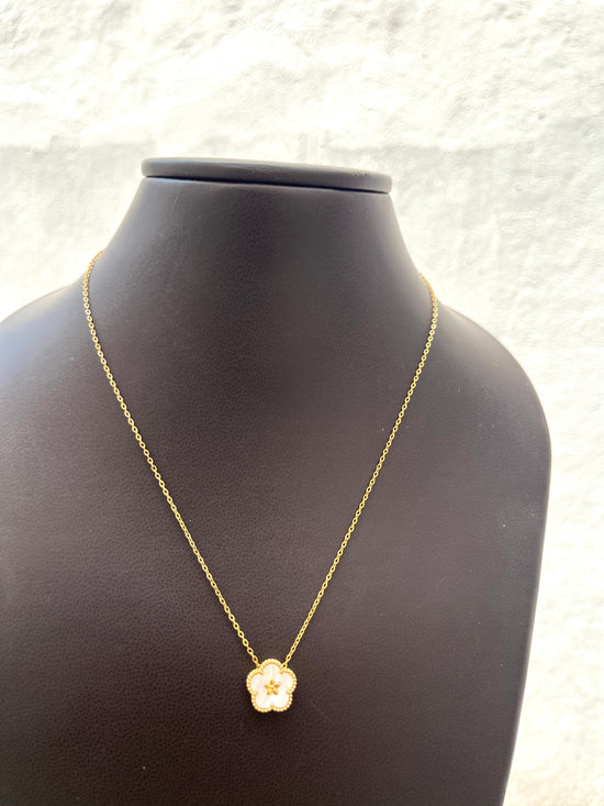 Double sided flower enamel Necklace