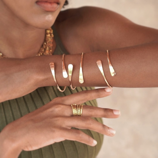 Boho Chic Stackable Bracelet/ Cuff - Rose Gold coated (For Medium Size hand )