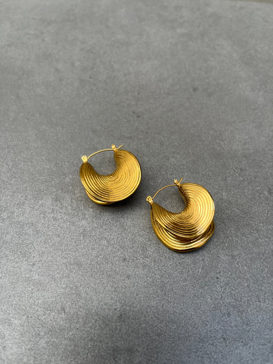 Ethnic Tribal Hoop Gold Tone Medium Size