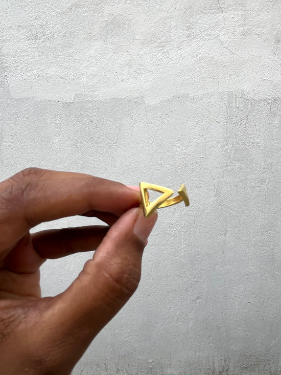Double Triangle Finger Ring - Gold