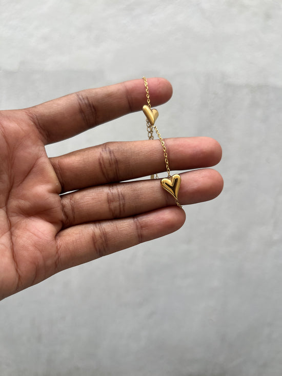 Row of Puffed Heart Bracelet