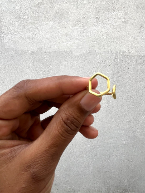Double Hexagon Finger Ring - Gold