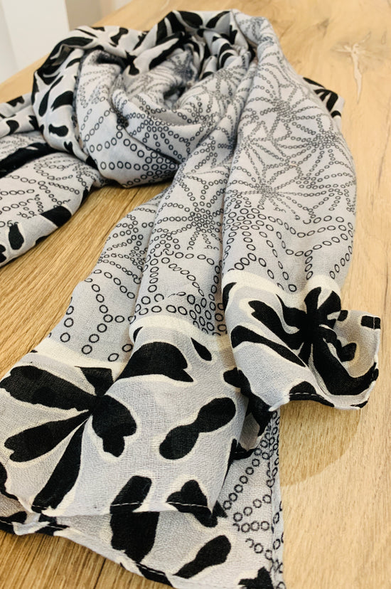 Black floral scarf/ stole