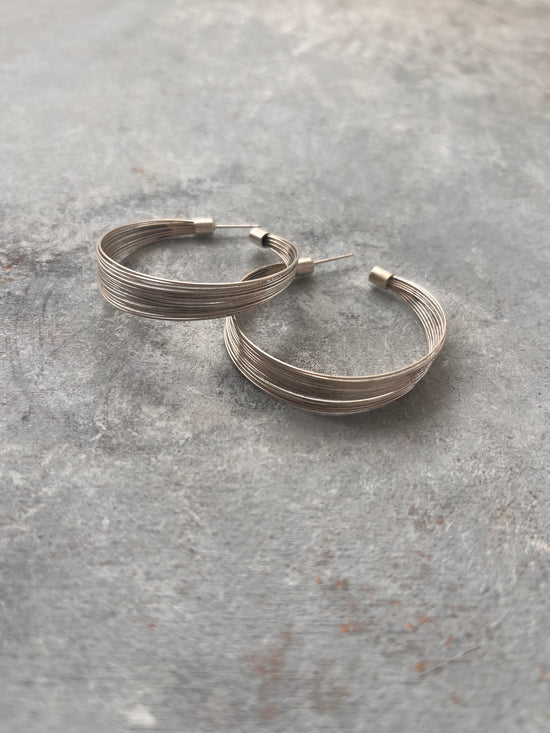 Wired hoop Silver tone Earring