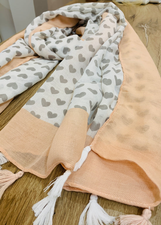 Grey Hearts scarf/ stole