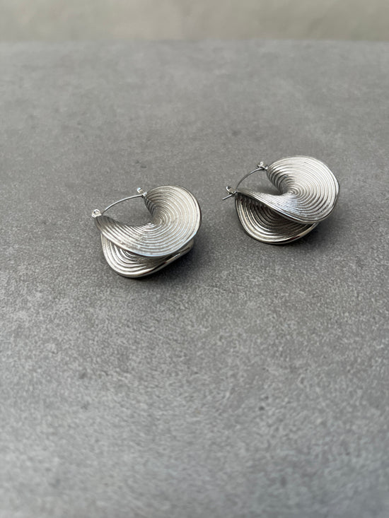 Ethnic Tribal Hoop Silver Tone Medium Size