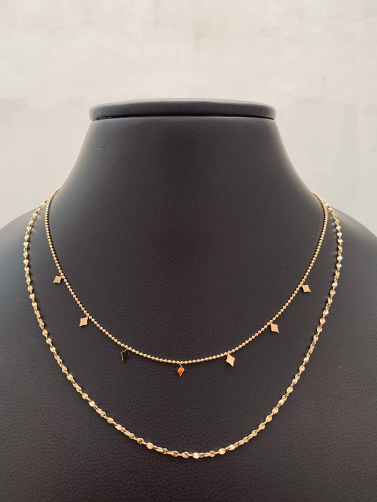 Diamond stars two Layered necklace