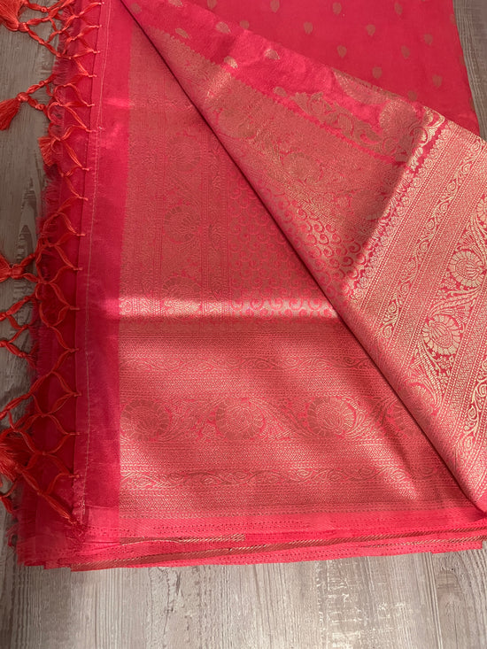 Peach Benarasi saree