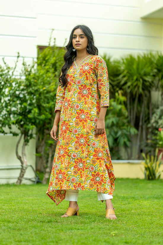 Yellow Floral Kurtha