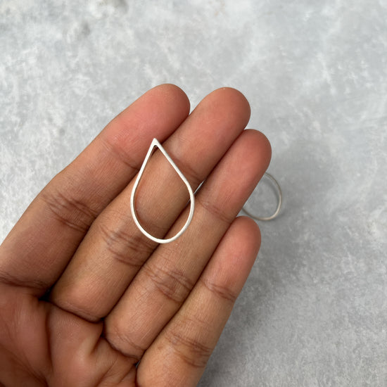 Hollow Teardrop Silver Earrings