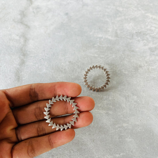 Connected triangle Chakra Earrings Silver Tone