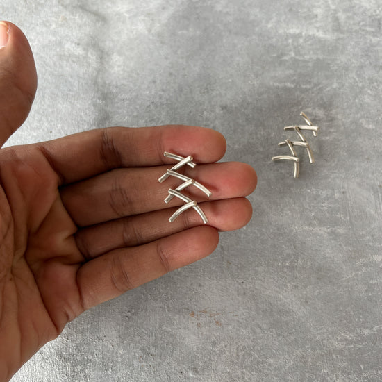 Crisscross Earrings Silver Tone