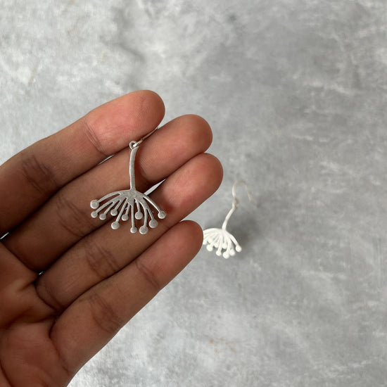 Inverted Lotus Earrings  - Silver Tone