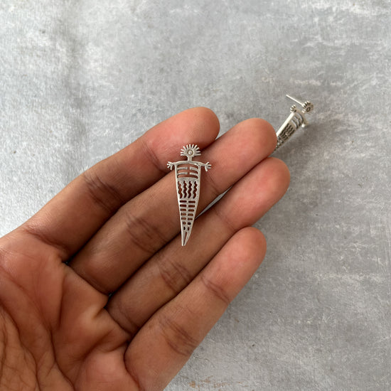 Tribal Doll Earrings Silver Tone