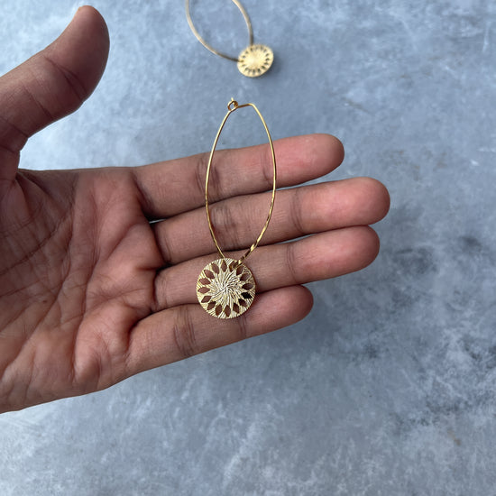 Circle Disc With Cuts Earrings