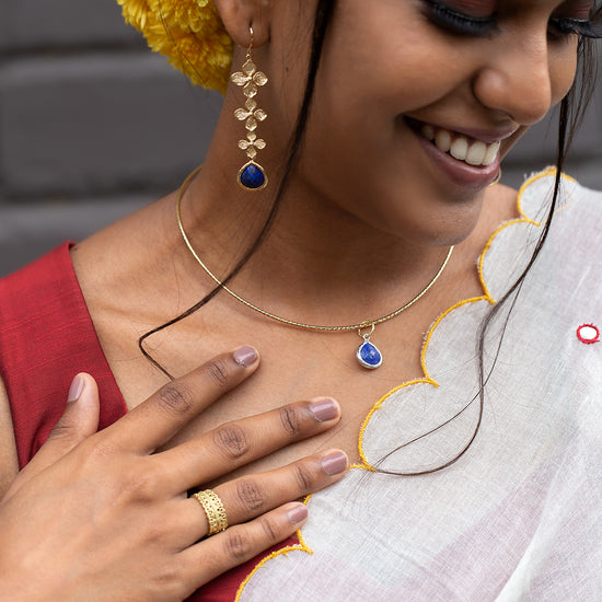 Cute Floral With Lapis Lazuli Dangler