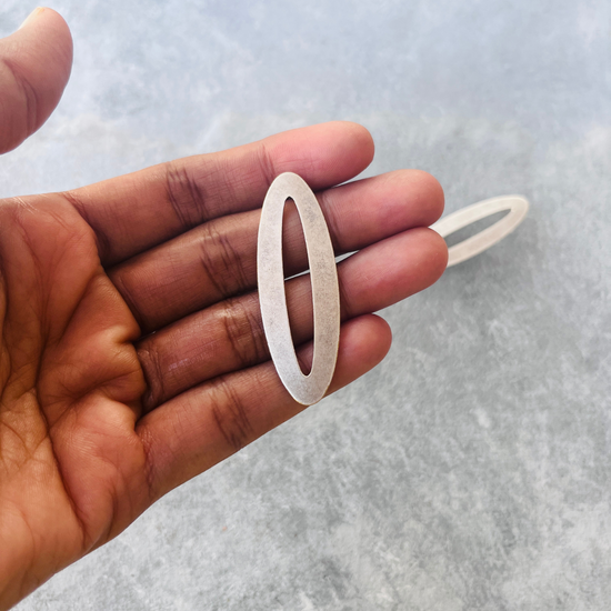 Elongated Large Ovel Silver Plated Earring