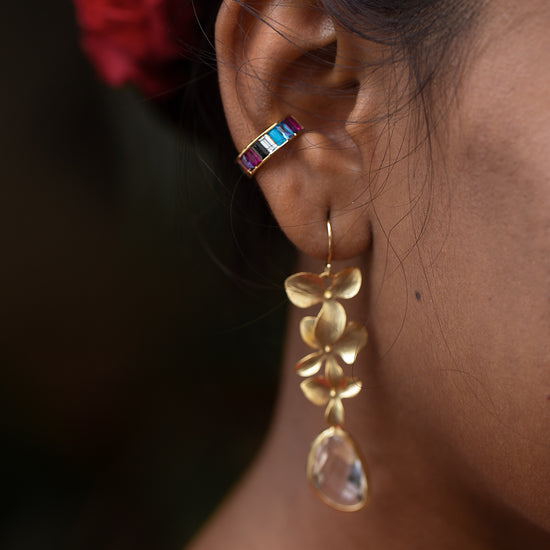 Slab Rainbow studded Ear Cuff (SINGLE PIECE)