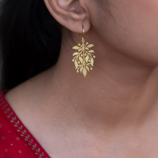 Designer Leaves Brass Earrings