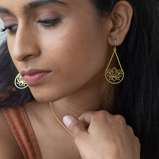 Lotus tear drop earrings