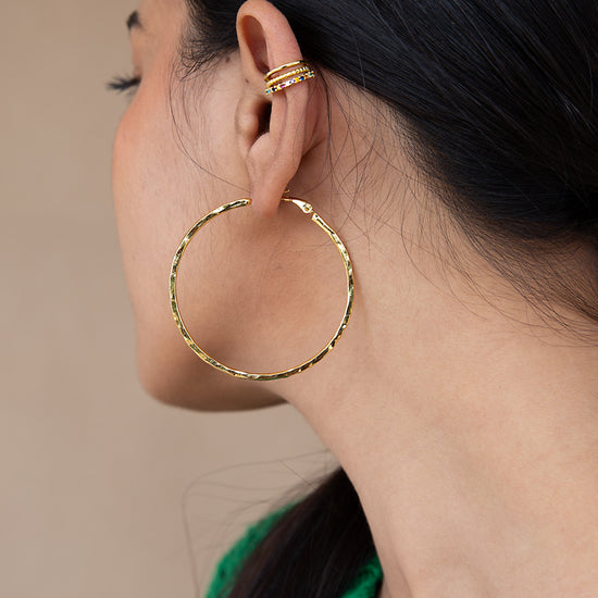 Simple Hammered Large Hoop Earrings